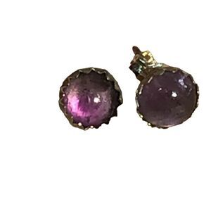 Earrings, Purple Amethyst & Sterling Silver Stud Earrings, NEW, Handmade, Artisa